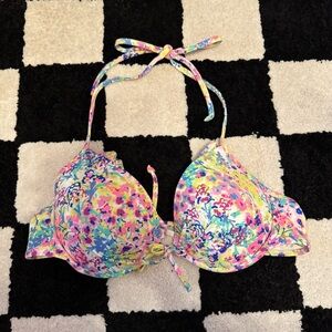Victoria’s Secret Vibrant Floral Print Tie Bikini Top Size 34C